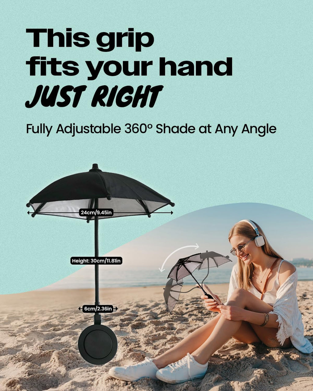 3 in 1 Magnetic Umbrella Sunshade Collapsible Expandable Phone Grip & Stand - Elegant Magsafe Compatible Phone Holder for Secure Grip and Hands-Free Viewing (Pink)