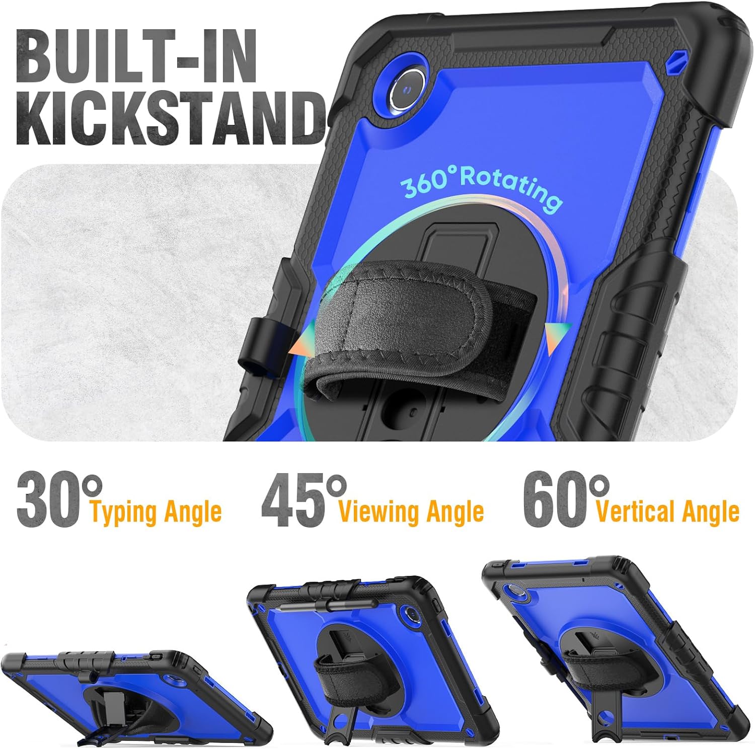 HXCASEAC Case for Samsung Galaxy Tab S6 Lite 10.4 inch, Protective with Screen Protector/Hand Strap/S Pen Holder, Shockproof S6 Lite Tablet Case 2024/2022/2020 SM-P610 SM-P613 SM-P620 - Blue
