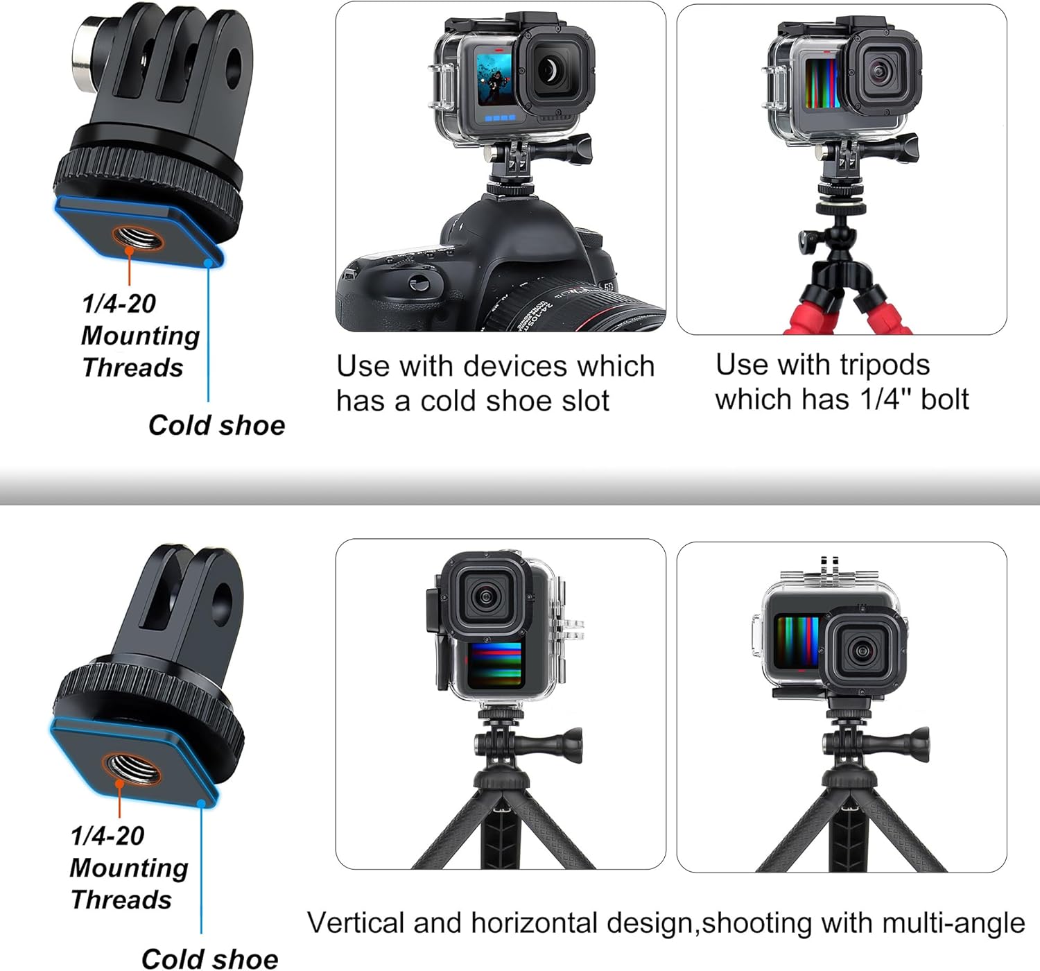 SOONSUN Waterproof Case for GoPro Hero 13 12 11 10 9 Black,196FT/60M Underwater Protective Diving Housing with Accessories, Built-in Dual Cold Shoe Mount to Connect Video Light and Microphone
