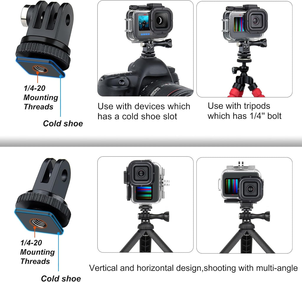 SOONSUN Waterproof Case with Dive Filters for GoPro Hero 13/12 / 11/10 / 9 Black, 196 Feet Underwater Protective Dive Housing Case with Red, Light Red, Magenta, 5X Close-up Macro Filters