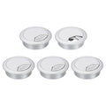 uxcell 5 Pcs 53mm (2.09 Inch) Desk Grommet, Plastic Cable Hole Cover, Wire Cord Cable Organizer for Home Office Computer Desk Cabinet, Silver