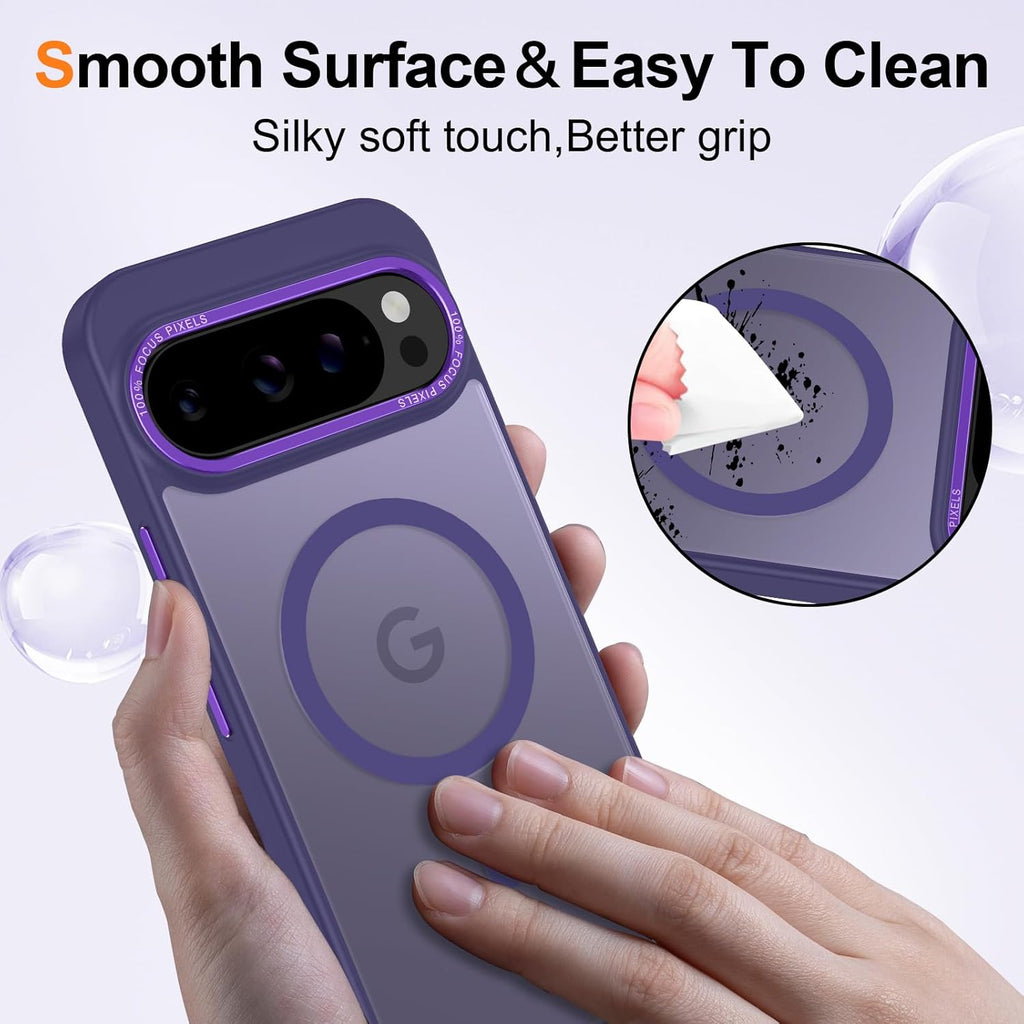 Magnetic for Google Pixel 10 Pro XL Case, [Military Grade Drop Protection] [Compatible with MagSafe] Shockproof Slim Translucent Matte Anti-Slip for Women Girls Men Case, Deep Purple