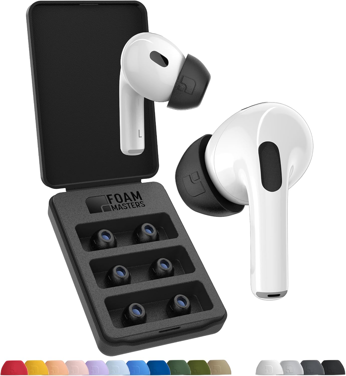 Foam Masters Ultra-Premium Memory Foam Ear Tips for AirPods Pro 1st & 2nd Gen | 3 Pairs | Black Magic Ver 6.0 | Secure | Comfort | Better Noise Cancel | Replacement Buds – Black, Medium