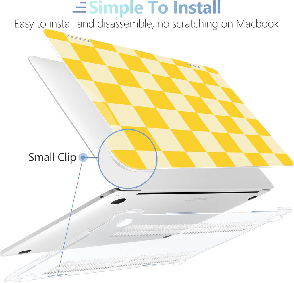 MEEgoodo Case for MacBook Pro 13 inch Case 2022 2021 2020 New A2338 M2/M1 A2251 A2289, Laptop Hard Shell with Keyboard & Camera Cover Compatible with 13 inch MacBook Pro, Yellow Squares