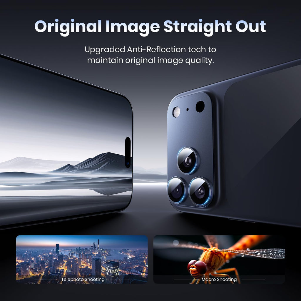 Hoerrye for iPhone 17 Pro Max Camera Lens Protector - [12FT Shatterproof Military Grade] [Strong Adsorption] 9H+ Tempered Glass Camera Screen Full Protective Cover Case Friendly,Deep Blue