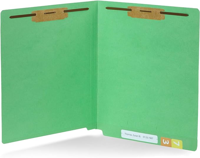 100 Green End Tab Fastener File Folders by BlueSummitSupplies