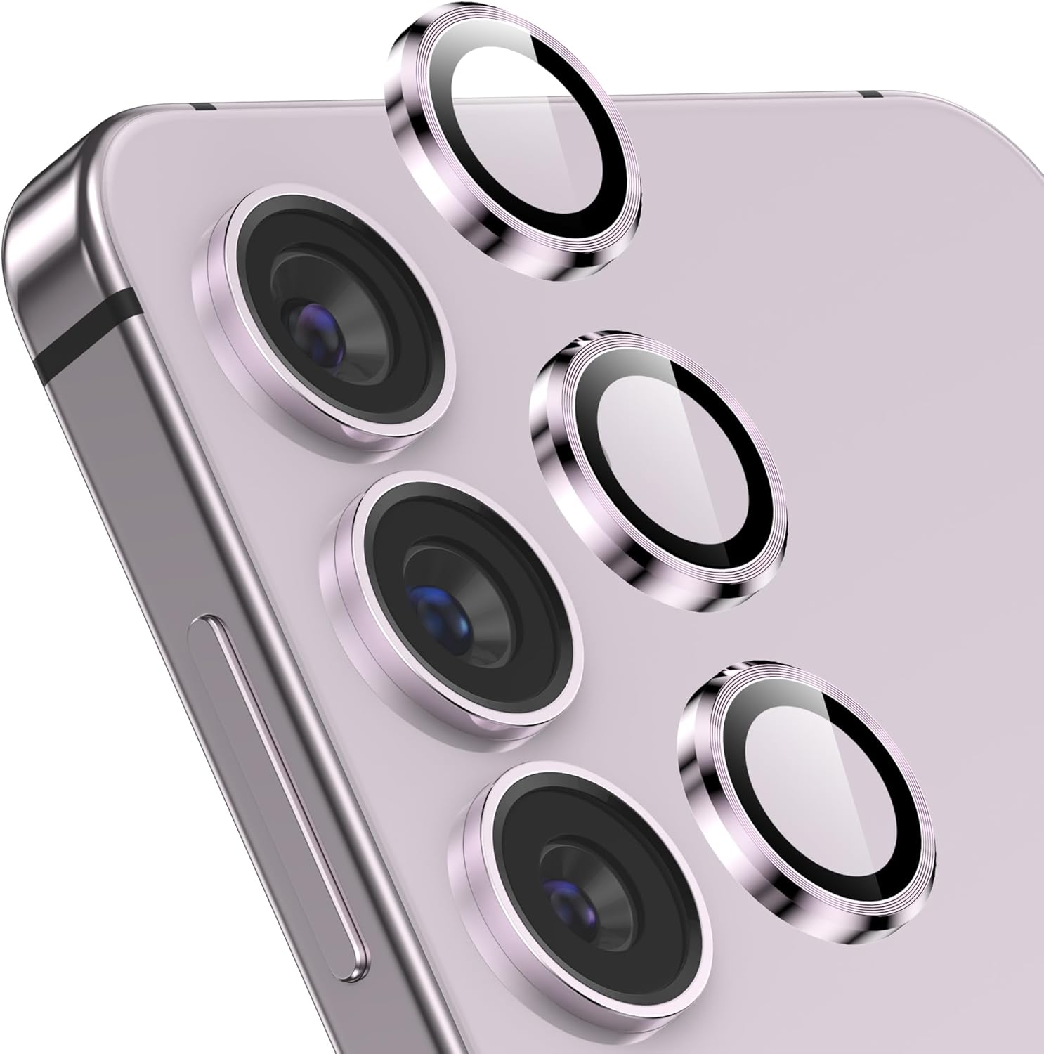YWXTW Camera Lens Protector for Samsung Galaxy S24 / S23 / S23 Plus, [NOT for S24 Plus] 9H Tempered Glass Metal Individual Ring Camera Screen Protector for S24 Accessories (Lavender)