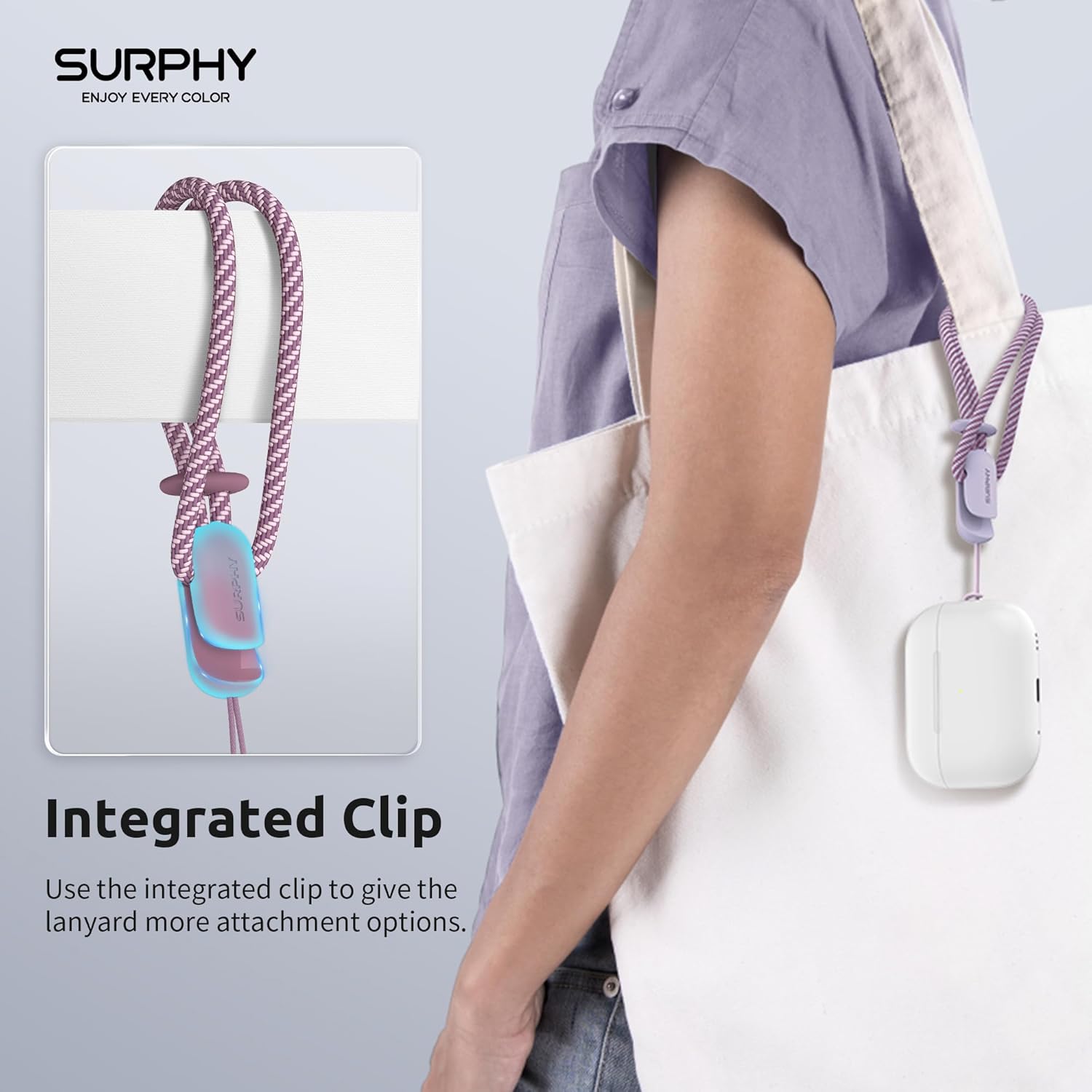 SURPHY 2 Pack Phone Lanyard for Cellphone Case, Phone Wrist Strap for Case, Cellphone Strap with 2-Color Braided, Charm Wrist Lanyard for Women and Men, Lilac & Lilac Purple