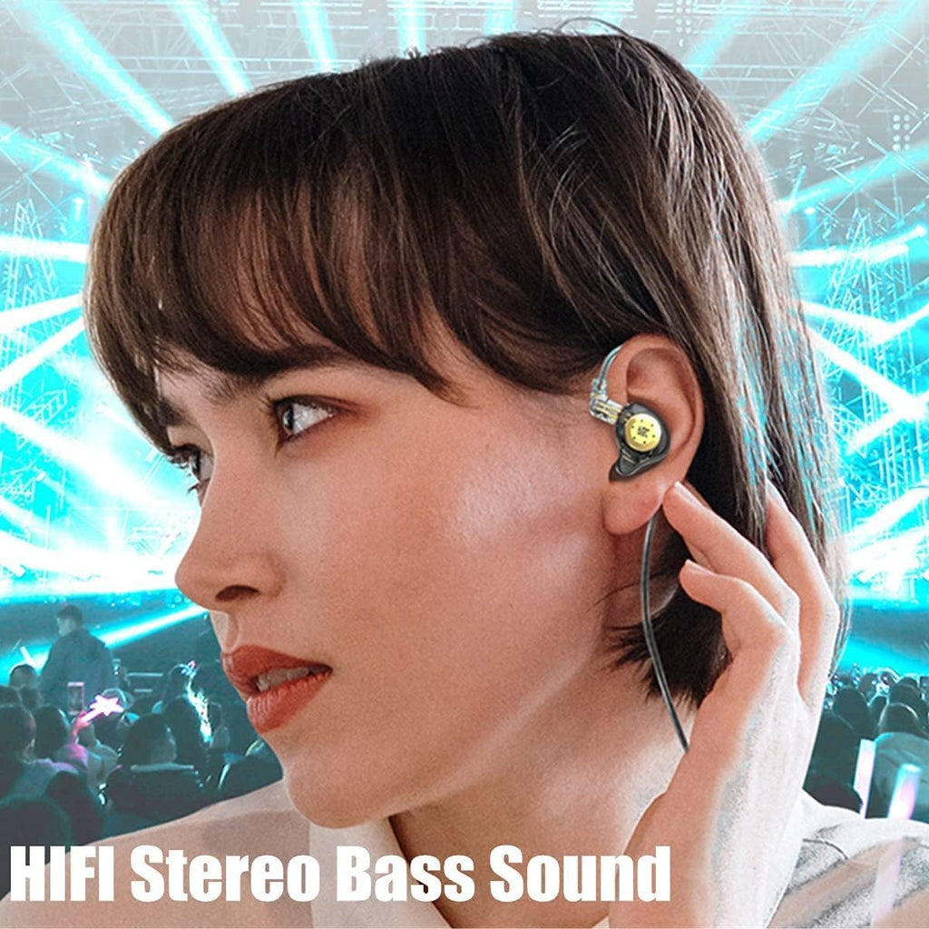 keephifi KZ EDX Pro in Ear Monitors KZ IEM Earphones with Microphone, Dual DD HiFi Stereo Sound Wired Earphones Noise Cancelling Earbuds (Cyan, with Mic)