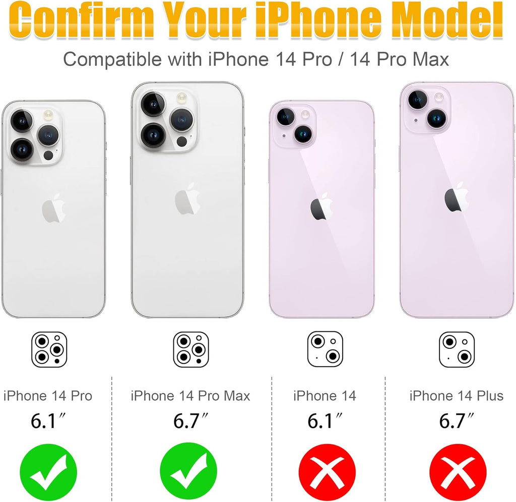 AGVEE 3+3 for iPhone 14 Pro 6.1" / 14 Pro Max 6.7" Camera Lens Protector, Bling Diamond & Bling Glitter Metal Ring 9H Tempered HD Glass Camera Screen Protector Cover Film, Silver