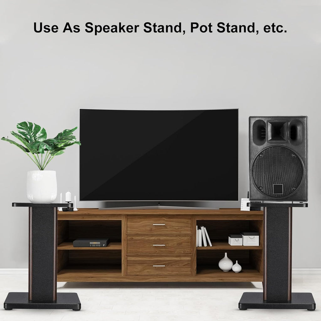 MECCANIXITY Wood Speaker Stands, 2 Pack 5.9 Inch (15cm) Universal Speaker Stand Hollowed Bases Enhanced Audio Listening for Home Theaters Cinema