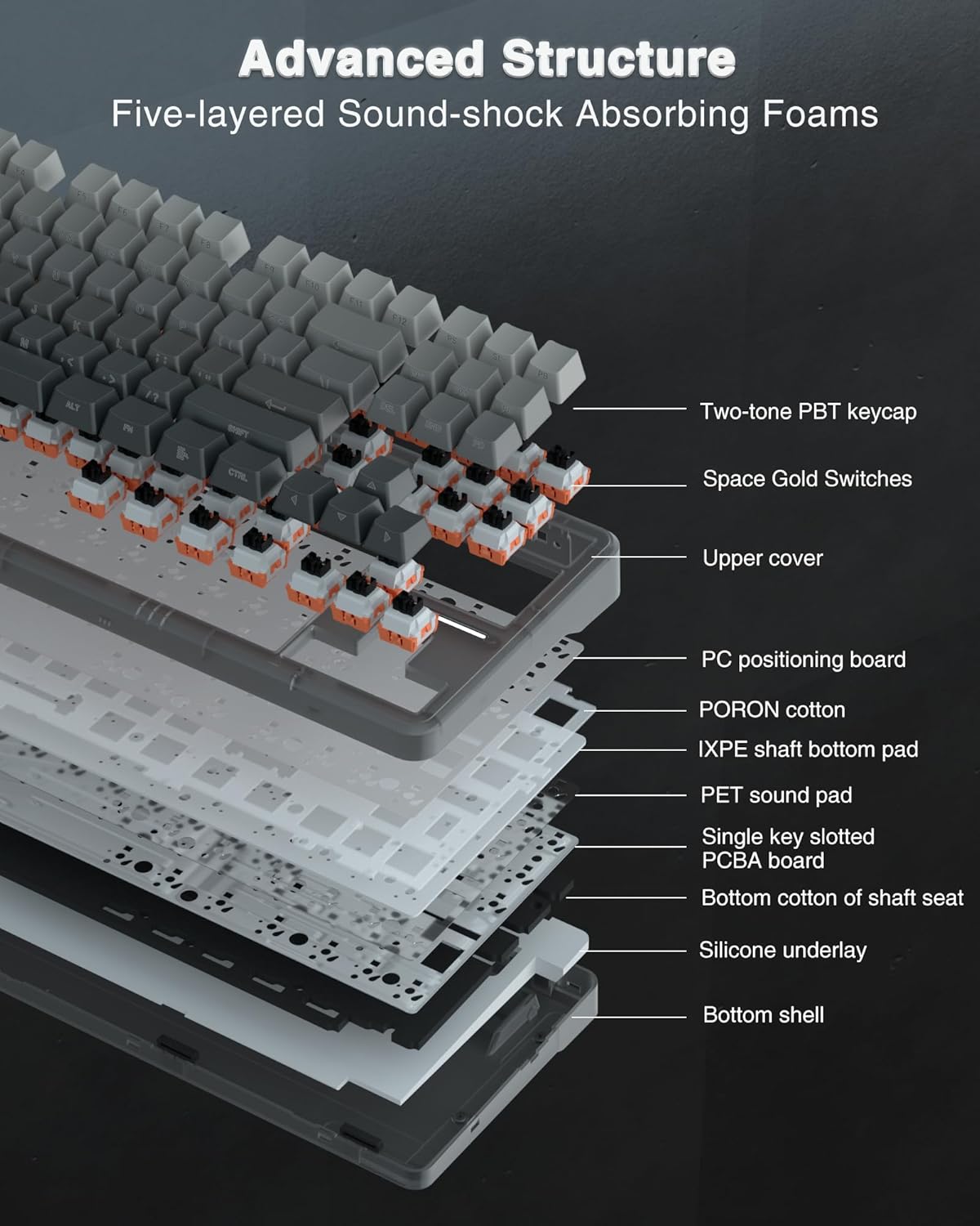 AULA F87 Pro Wireless Mechanical Keyboard,Tri-Mode BT5.0/2.4GHz/USB-C Hot Swappable Custom Keyboard,Pre-lubed Switches,Side Printed PBT Keycaps,75% TKL RGB Backlit Gaming Keyboards