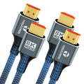8K 4K HDMI Cable 6.6FT 2 Pack, High Speed Braided HDMI to HDMI 2.1 Cord Supports 8K@60Hz, 4K@120Hz 144Hz 48Gbps Compatible with Roku TV/PS5/HDTV/Blu-ray
