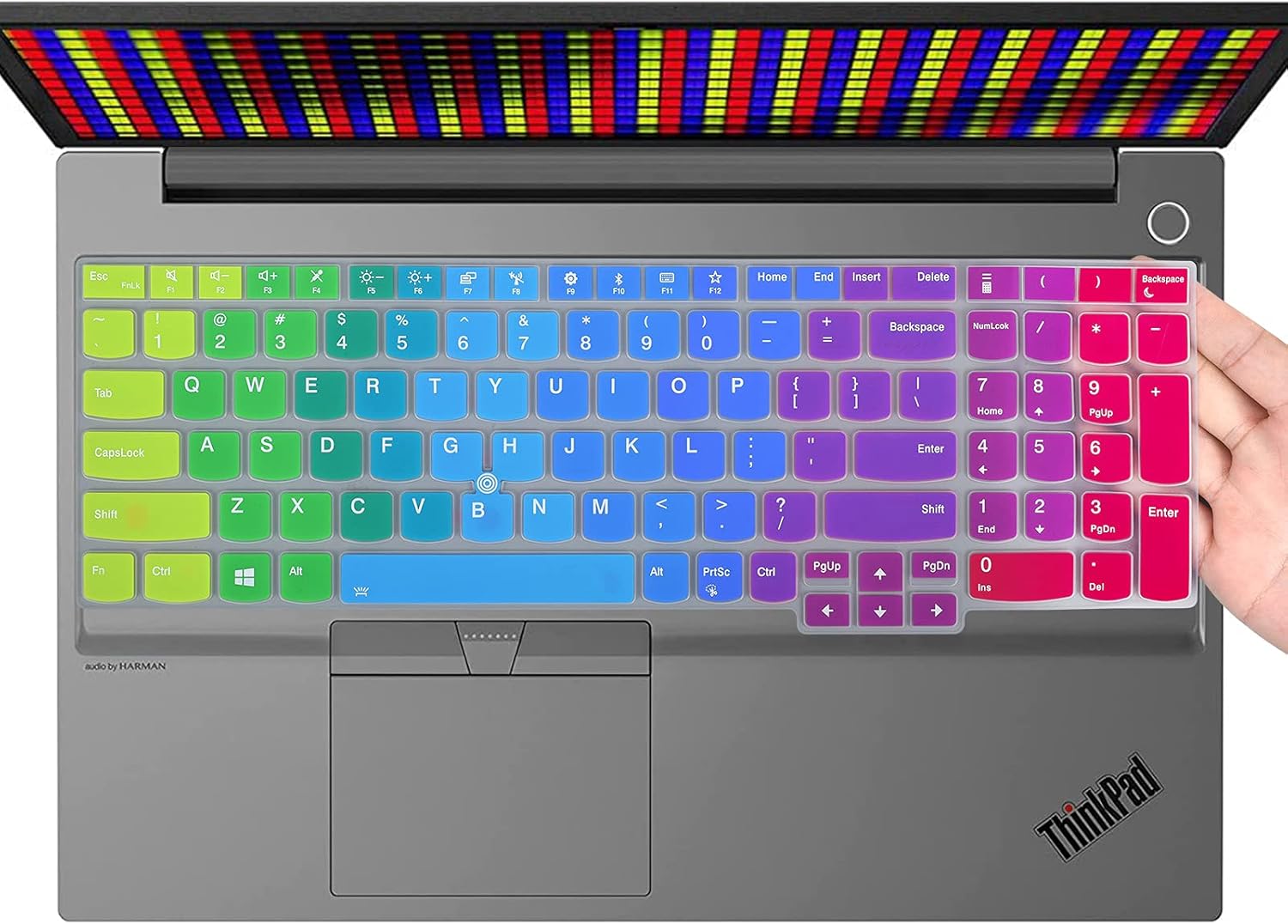 Colorful Keyboard Cover for 15.6" Lenovo ThinkPad E15 Gen 4 3 2 T15 T15p T15g L15 Gen 2 1 P51s P52 P52s P53 P72 P73/ThinkPad E580 E590 E595 L580 L590/ThinkPad T570 T575 T580 T590, Rainbow