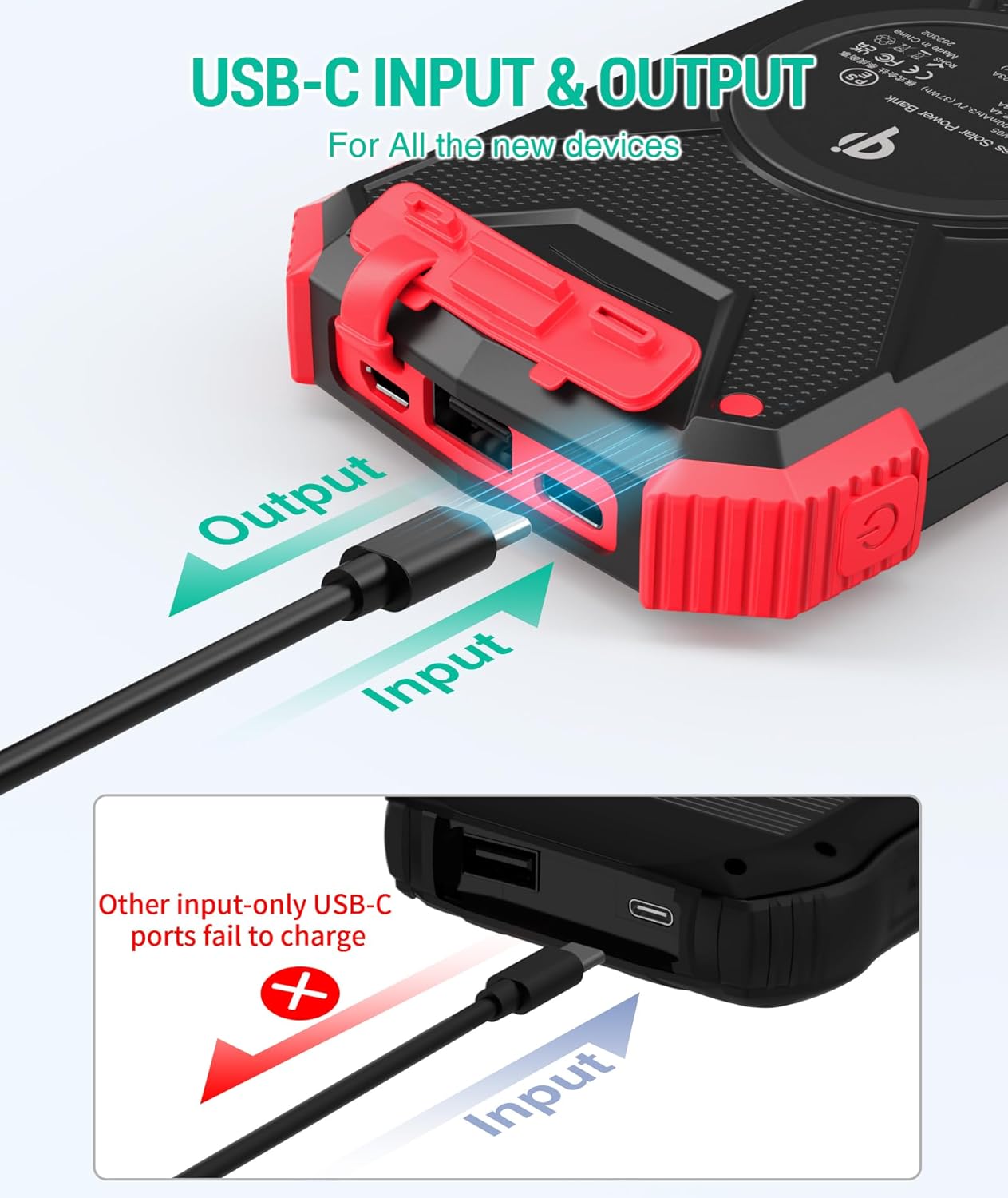 BLAVOR Solar Charger Power Bank 10,000mAh, Portable Wireless Charger, 20W Fast Charging External Battery Pack with USB C for Cell Phones, Solar Panel Charger with Dual Flashlight for Camping
