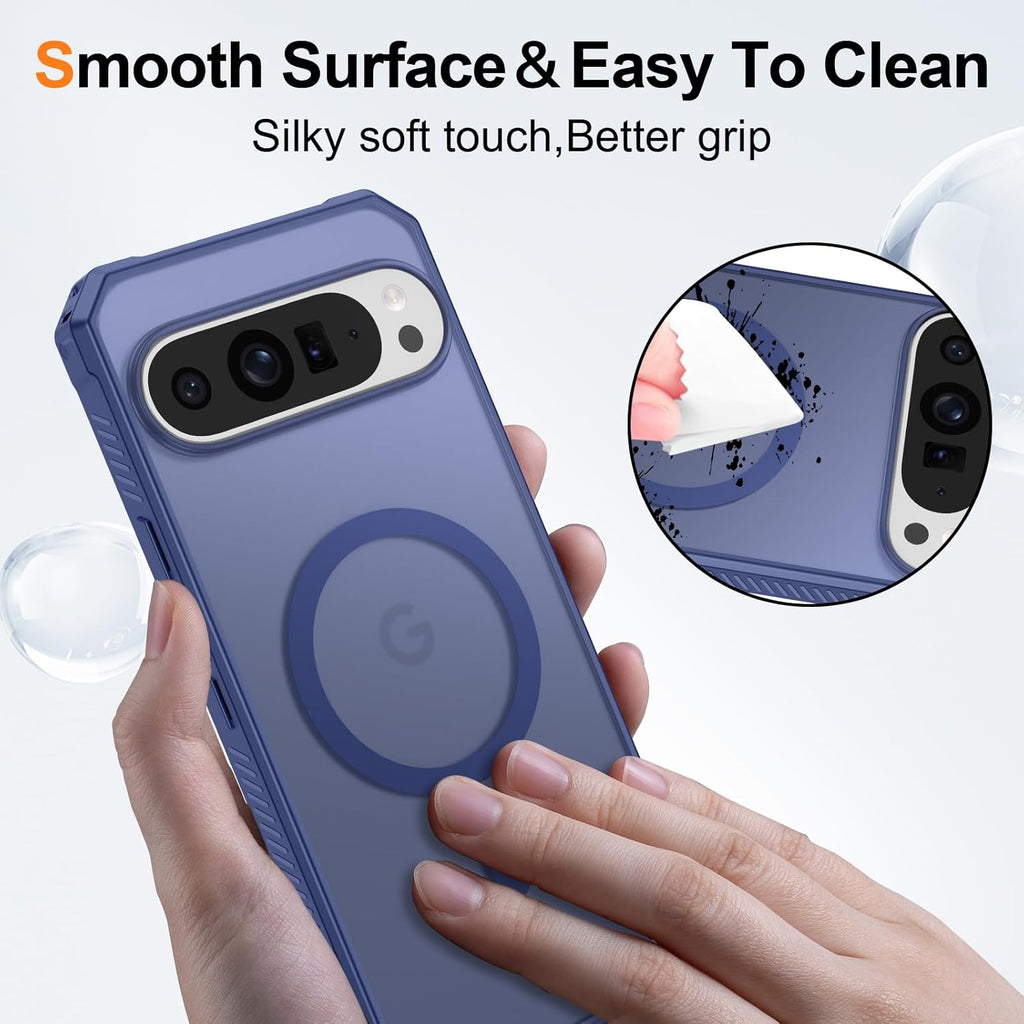 Magnetic for Google Pixel 9 Pro XL Case, [Military Grade Drop Protection] [Compatible with MagSafe] Shockproof Slim Translucent Matte Anti-Slip for Women Girls Men Case, Matte Blue