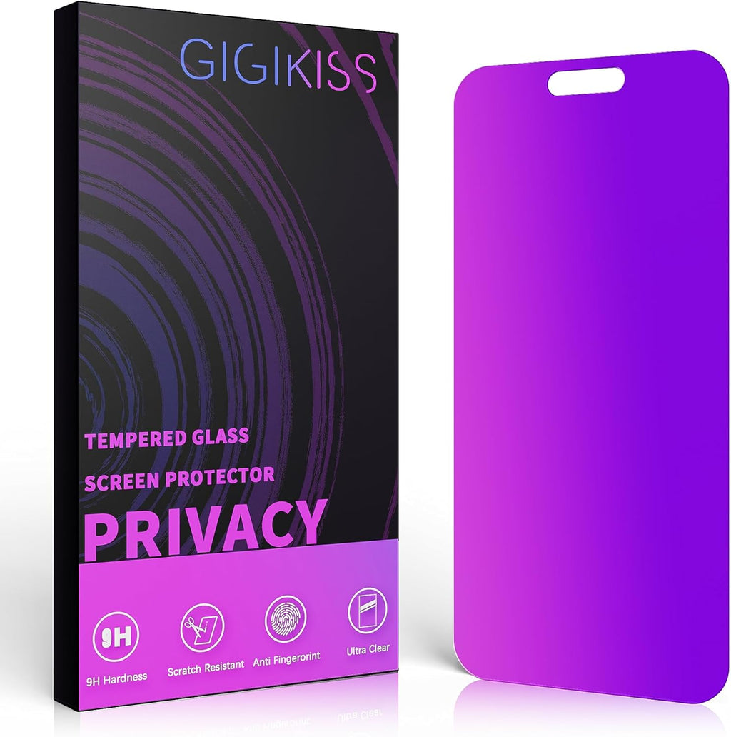 Compatible for iPhone 15 Privacy Screen Protector 6.1 Inch, Purple Gradient Anti Spy Anti Blue Light HD Screen Protector Tempered Glass Easy Installation