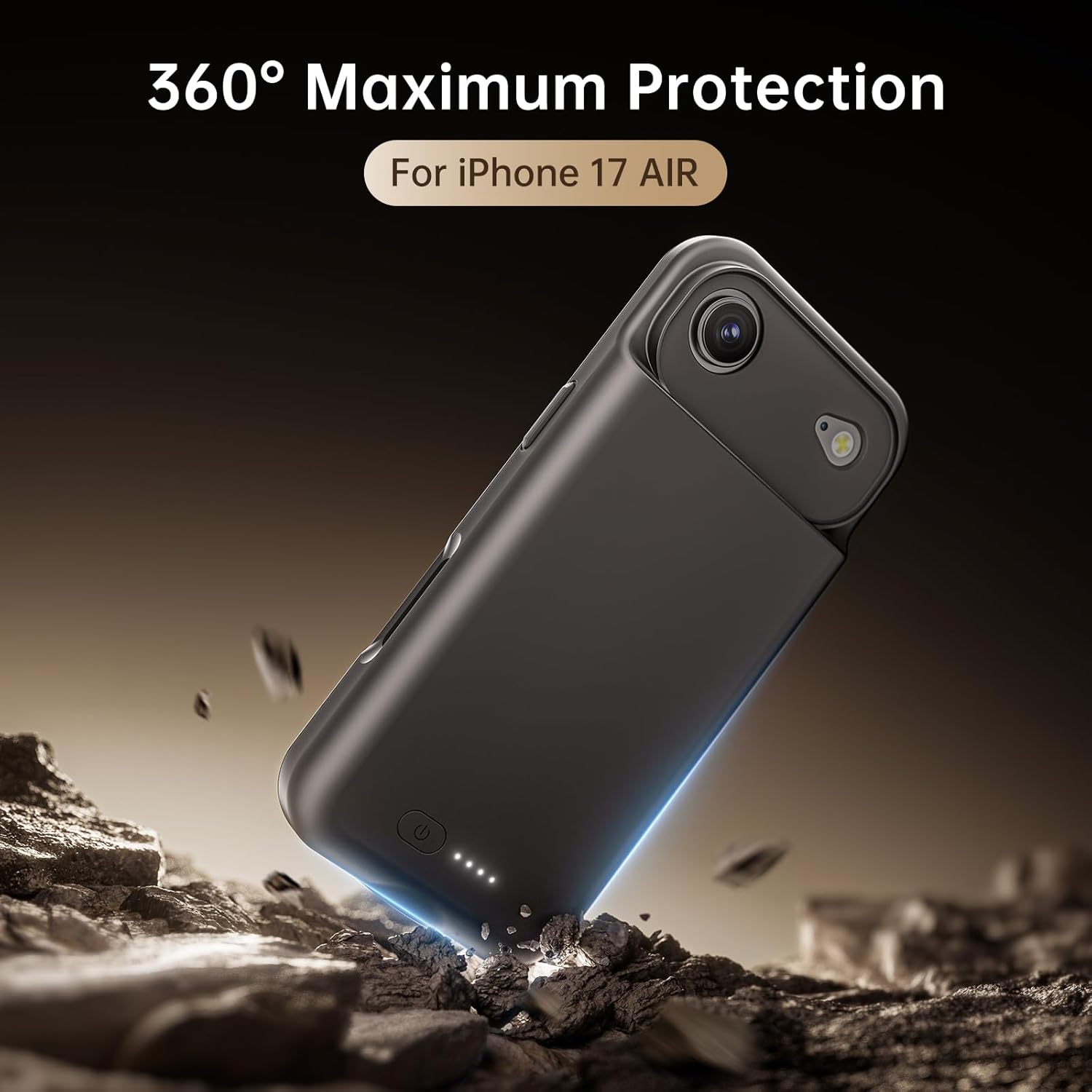 GIN FOXI Battery Case for iPhone 17 AIR, Charging Case Charger 8500mAh Ultra-Slim Lightweight Powerful Battery Pack 15W Fast Rechargeable Anti-Fall TPU Juice Box for iPhone 17 AIR (6.5") Black