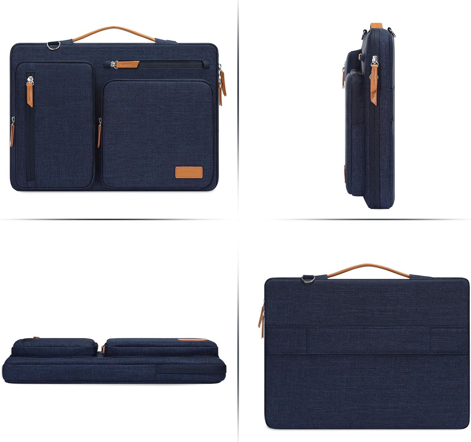 MOSISO 360 Protective Laptop Shoulder Bag,15 inch Computer Bag Compatible with MacBook Air M4 M3 M2/Pro A1990 A1707, Dell XPS Plus,Side Open Messenger Bag with 4 Zipper Pockets&Handle, Navy Blue