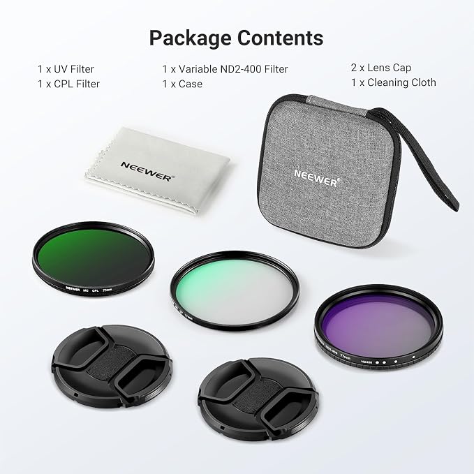 NEEWER 77mm Variable ND + CPL + UV Filter Kit - Image 9