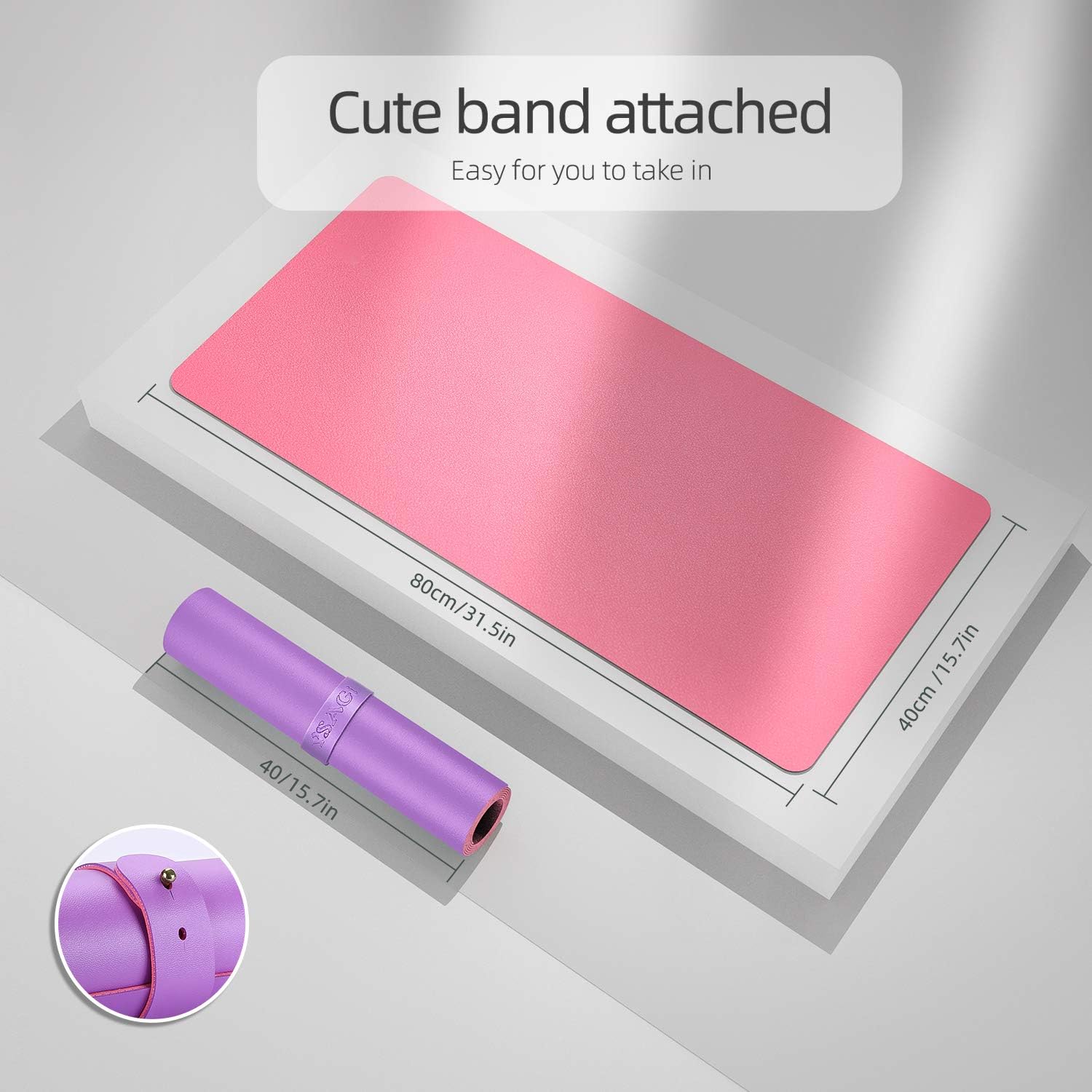 YSAGi Multifunctional Office Desk Pad, Ultra Thin Waterproof PU Leather Mouse Pad, Dual Use Desk Writing Mat for Office/Home (31.5" x 15.7", Aconite Violet+Eosine Pink)