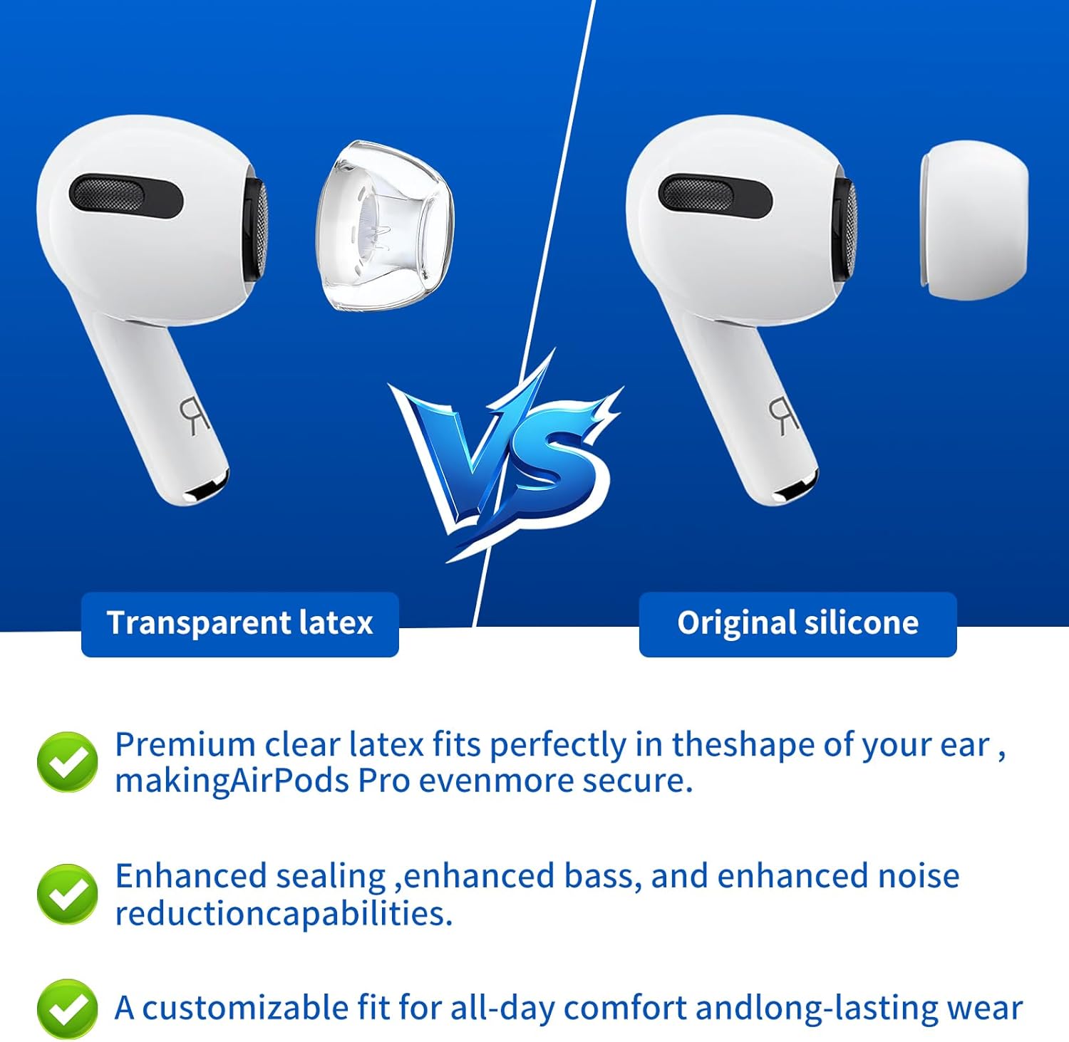 4 Pair Compatible with AirPods Pro 2nd/1st Generation Replacement Ear Tips,with Noise Reduction Hole & Built-in dust Guard Screen,for USB-C Charging Case with Cleaner kit -(4 Sizes XS/S/M/L)