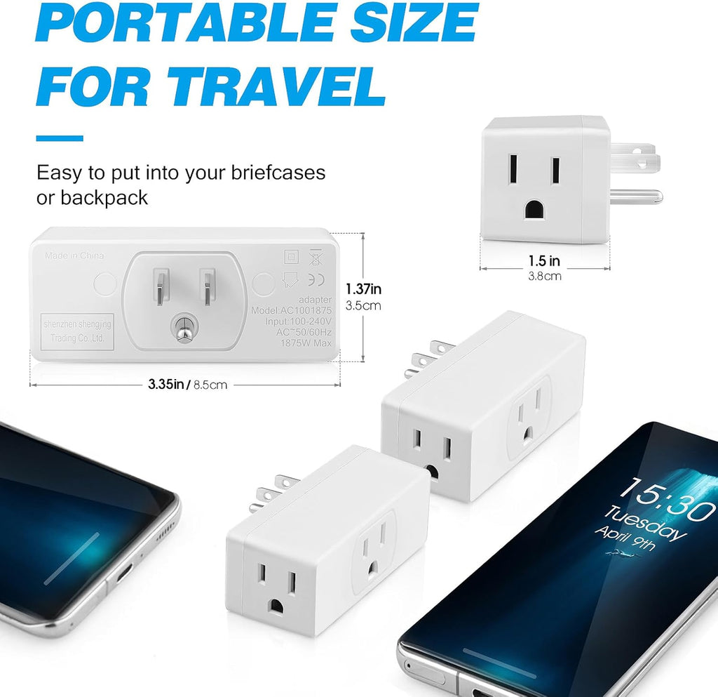 Multi Plug Outlet Extender 1pack, Multiple Outlet Splitter, 3 Outlet Grounding Wall Adapter, Multi Plug Wall Outlet, Multiple Plugs in One Outlet, Cruise Essentials, Electrical Wall Outlet Splitter