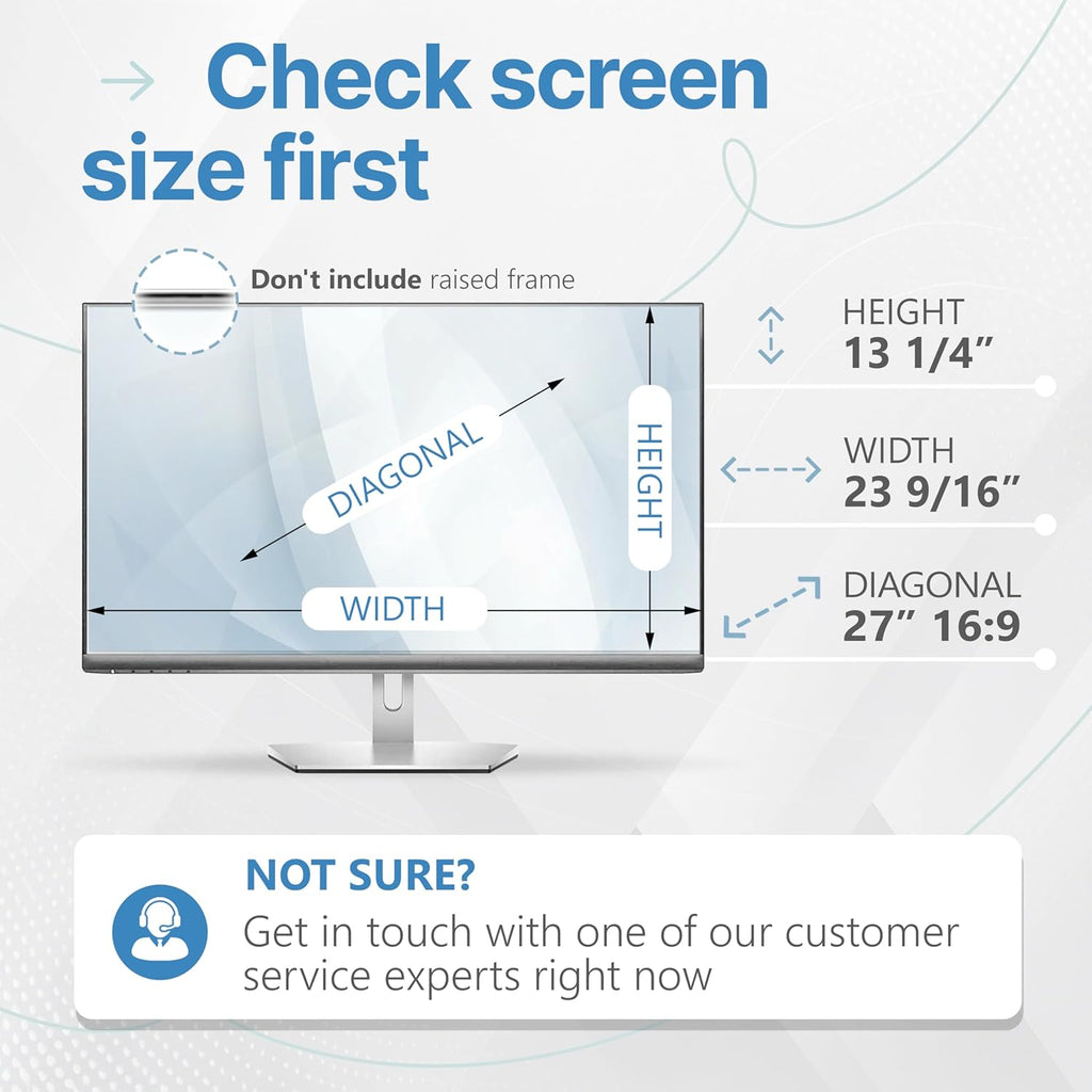 VINTEZ 27 Inch 16:9 Privacy Screen for Computer Monitor and Laptop - Anti Glare Protector Film Blue Light Filter Eye Protection - Computer Screen Privacy Shield, [1 Pack]