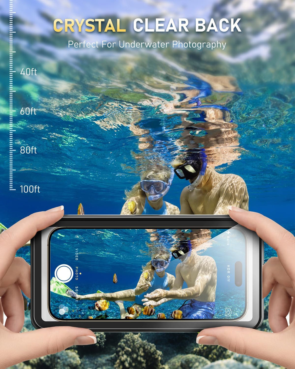 Waterproof Phone Case,IPX8 Waterproof Phone Pouch for Beach & Snorkeling Essentials,Phone Waterproof Case with Lanyard, Universal Case Up to 6.9" for iPhone,Samsung (Black)