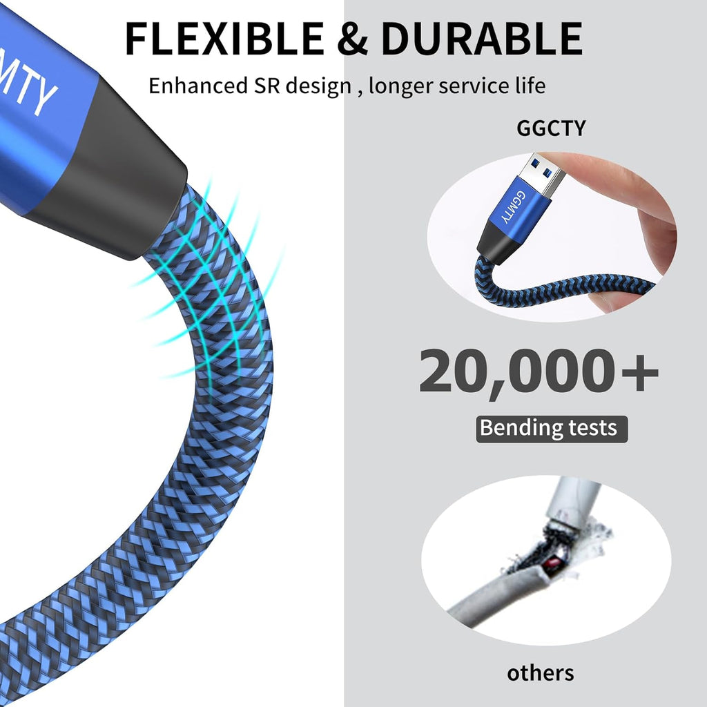 USB to USB Cable 15FT,Durable Braidedfor USB 3.0 Male to Male Type A to Type A Cable Data Transfer Compatible with Hard Drive, Laptop, DVD Player, TV, USB 3.0 Hub, Monitor, Camera, Set Up Box and More