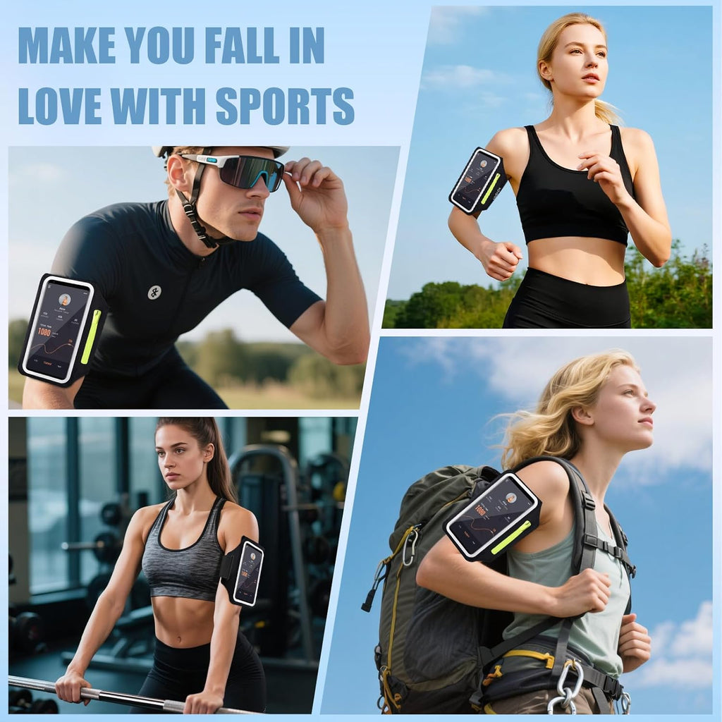 Running Armband with Earphone Pouch & Card Slot, Running Phone Holder for iPhone 16 15 14 Pro Max Plus Galaxy S25 S24 S23 Ultra, Up to 6.8" Phones