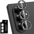 for Samsung Galaxy Z Fold 7 Camera Lens Protector, Individual Metal Ring Tempered Glass Lens Cover, [Strong Adsorption] Scratch Resistant Ultra-Thin HD Clear Lens Cover, 1 Set-Black Sparkly