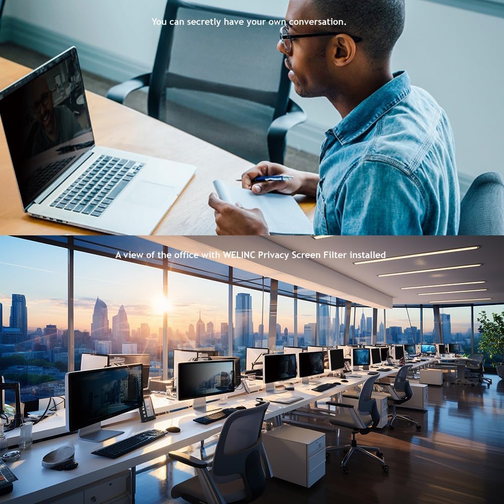 22 Inch - 16:9 Aspect Ratio - Computer Privacy Screen Filter for Widescreen Monitor - Anti-Glare - Anti-Scratch Protector Film - Protects Your Eyes from Harmful Glare and Blue Light