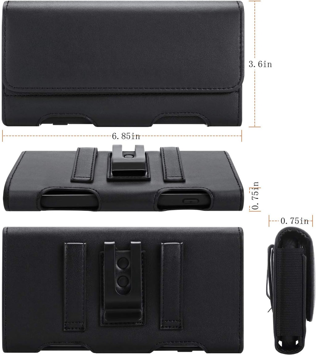 BECPLT for Galaxy S24 Ultra S23 Ultra 5G S22 Ultra 5G Holster Case, Leather iPhone 15 Pro Max Belt Clip Holster Pouch Carrying Sleeve with ID Card Holder for Galaxy A14 A12 A42 Note 20 Ultra (Black)
