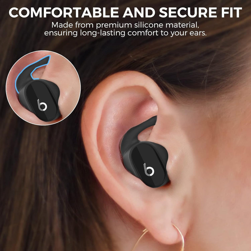AhaStyle 3 Pairs Beats Studio Buds Ear Hooks Anti-Slip Ear Covers Silicone Accessories【Not Fit in The Charging Case】 Compatiable with New Beats Studio Buds 2021 (Black)