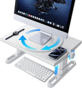 Monitor Stand Riser for Desk,360°Rotation Freely Height Adjustable by Knob,4.4-5.8 Inches,Ergonomic Monitor Stand Mount, Desktop Monitor Stands Riser for Computer,Laptop,Printer,Tv,White