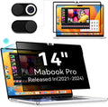 Privacy Screen Protector for MacBook Pro 14 Inch (2021-2024, M1, M2), Easy On/Off Removable Anti Spy Blue Light Glare Cover Shield, Laptop Privacy Filter for Mac Pro 14in (A2918/A2992/A2442/A2779)