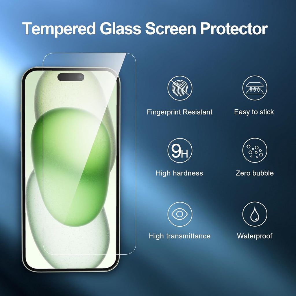 NEW'C 3 Pack Designed for iPhone 16 Plus,15 Plus Screen Protector (6.7 inches),Enhanced Tempered Glass Protection with easy installation tool included,Ultra Resistant