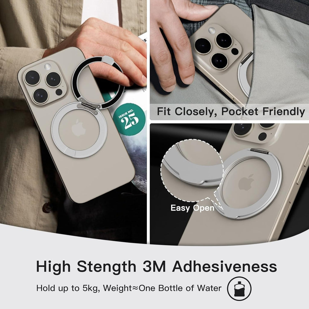 COOLQO 2Pcs 360 Spin Cell Grip Ring Phone Stand [Upgrade Gear Hinge Stress Anxiety Relief] Magnetic Holders for Your car Accessories Desk Mount Compatible with iPhone All Smartphones, Silver