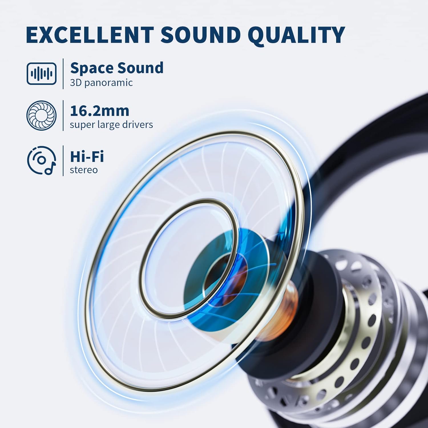 Open Ear Headphones, True Wireless Earbuds 40H Playtime Bone Conduction Headphones with Mic, Bluetooth 5.3 Over Ear Earbuds with Hooks & LED Display Charging Case, IPX6 for Sports (Black)