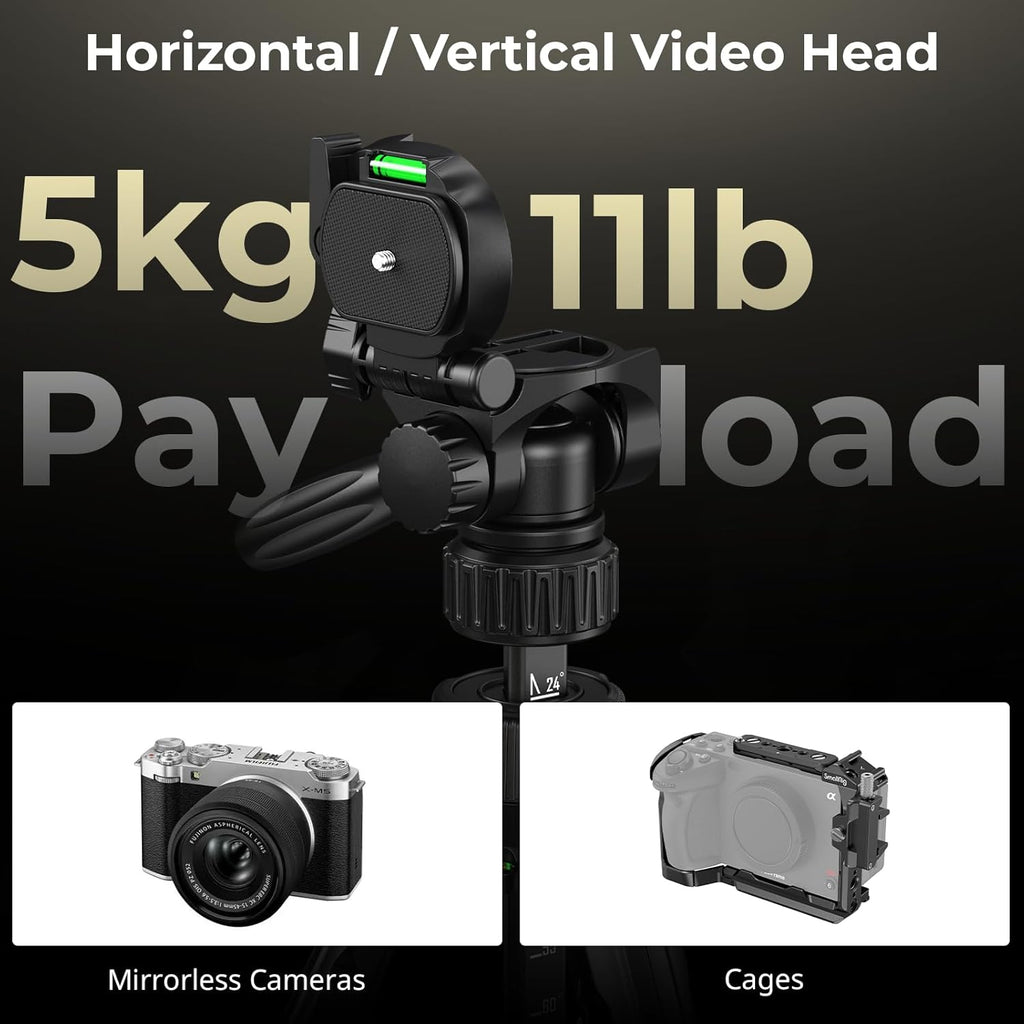SmallRig 71" Camera Tripod Stand AP-21, Travel Tripod for iPhone, Camera and Smartphone Live Streaming Vlog, Portable Photo Tripods with Quick-Flip Lock Legs, Max Load 11lb