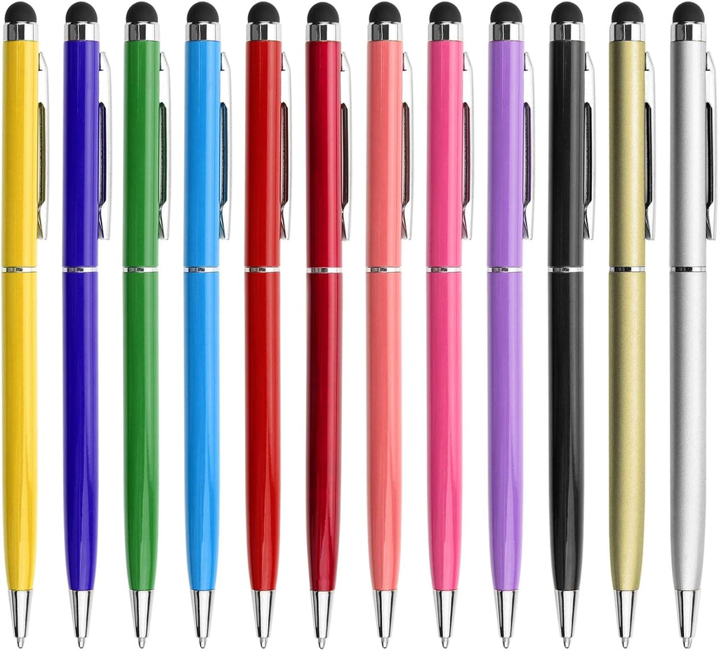 innhom 12 Pack Stylus Pens for Touch Screens Stylus Pen for ipad Compatible with iPad iPhone Tablets Samsung Kindle and Black Ink Ballpoint Pens-2 in 1 Stylists Pens