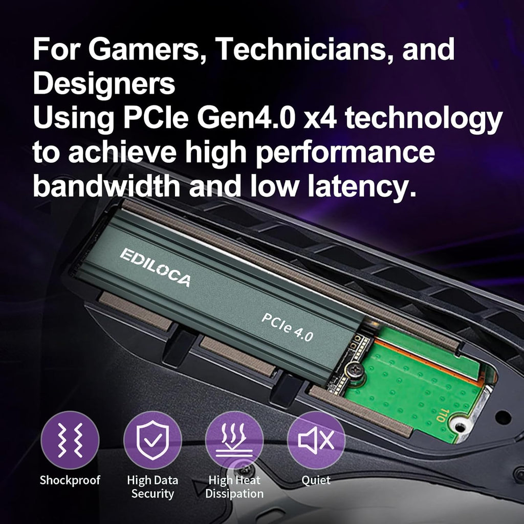 2TB M2 NVME SSD with Heatsink - PCIe Gen4.0 NVMe M.2 2280 3D NAND TLC, 4800MB/s Read, Internal Solid State Drive for PS5/PC, Dynamic SLC Cache, PS5 Storage Expansion, 5-Year Warranty(EN760)