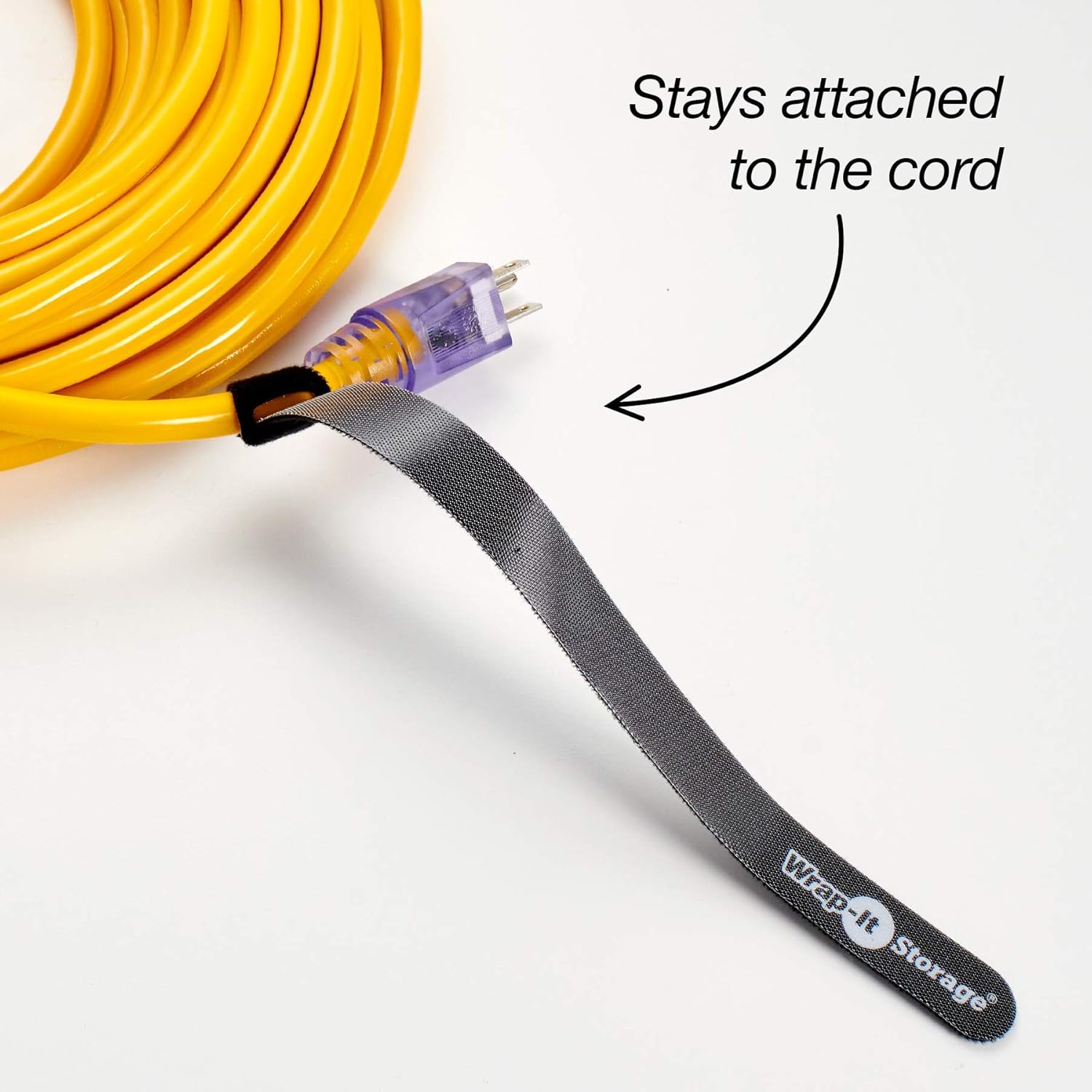 Self-Gripping Cable Ties by Wrap-It Storage, Black, 12 Inch Straps (20-pack) – Reusable Hook and Loop Cord Organizer Cable Ties for Cord Management and Desk or Office Organization