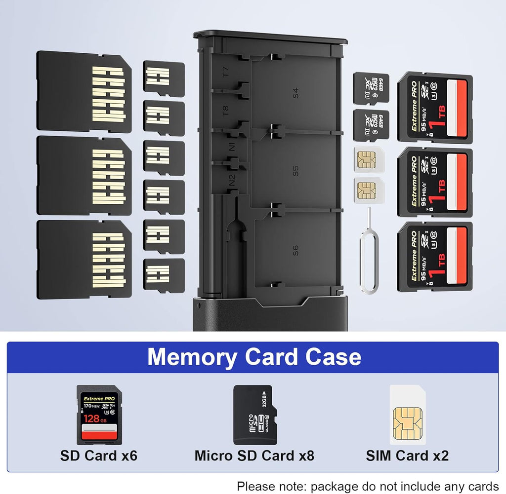 BUDI Pop-up Design Memory Card Case Crush & Shockproof Memory Card Wallet for Micro SD SDXC SDHC TF Cards and 6 SD Cards/Micro SDHC/Micro SDXC TF Card Holder Organizer,Case Storage (Mini case)