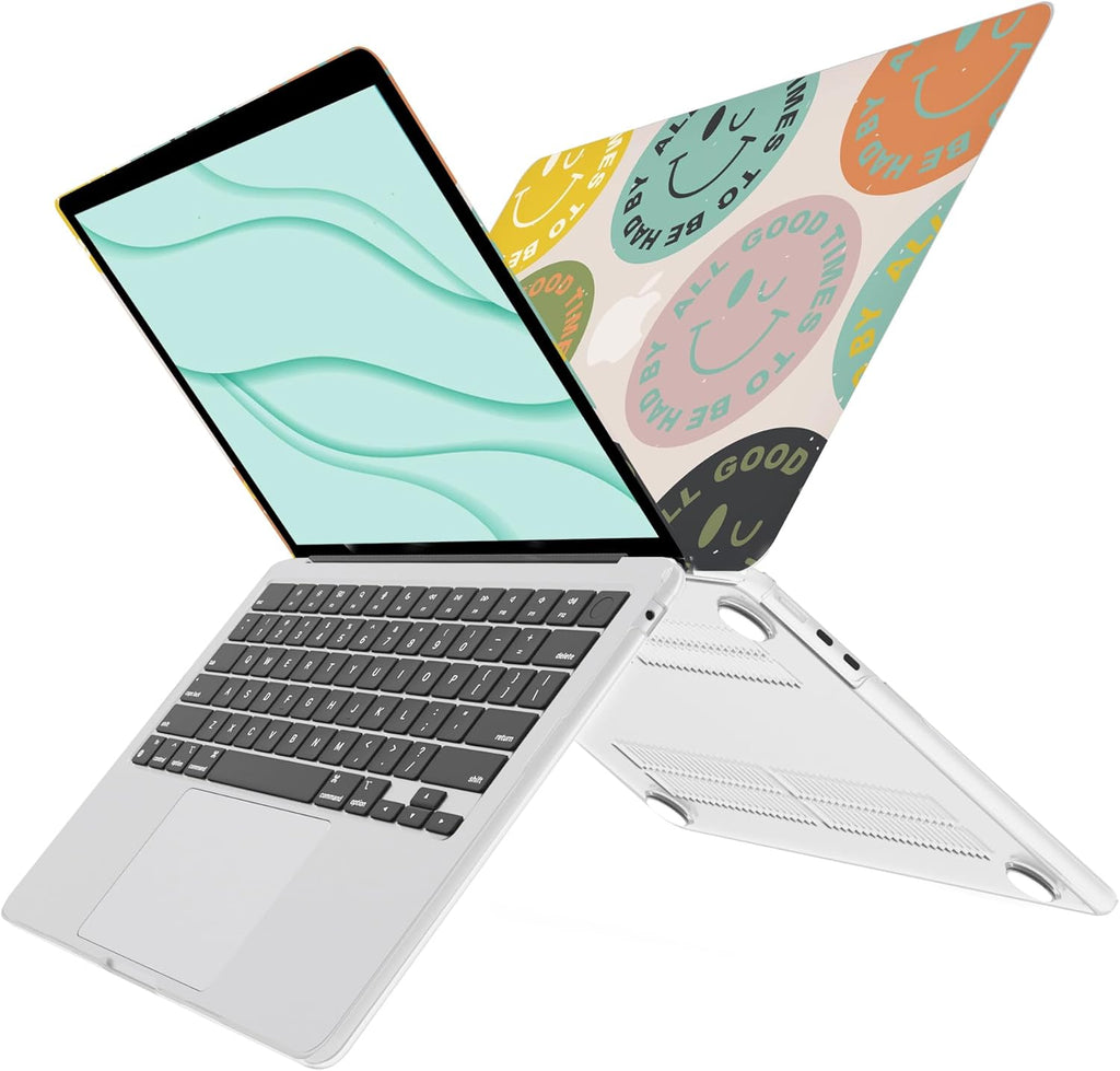 G JGOO Compatible with MacBook Air 13 inch Case 2025 2024 2023 2022 M4 A3240 M3 A3113 M2 A2681, Plastic Hard Shell for MacBook Air 13.6 inch Case + Keyboard Cover + Screen Protector, Colorful Face