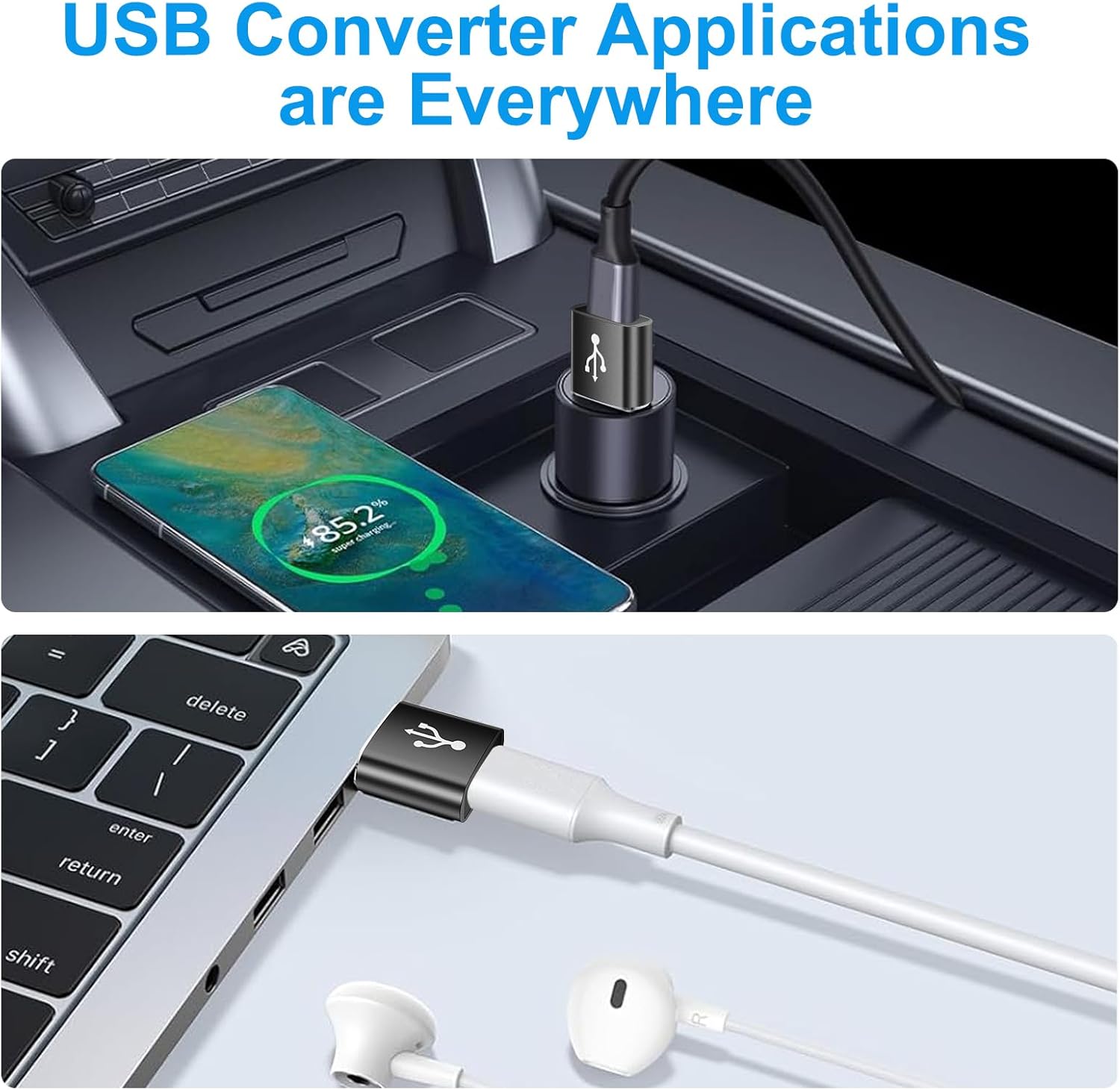 USB A to USB C Adapter 20 Pack,USB to USBC Adapter,USBA Male OTG Adapters,Type C Female Converter for iPhone,iPad,MacBook,Samsung Galaxy,Black