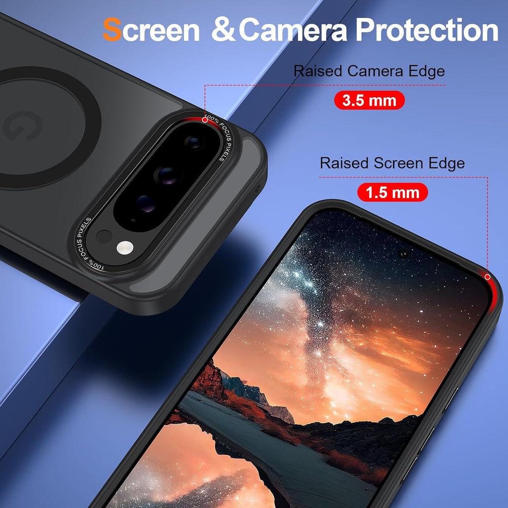Magnetic for Google Pixel 9 Pro XL Case, [Military Grade Drop Protection] [Compatible with MagSafe] Shockproof Slim Translucent Matte Anti-Slip for Women Girls Men Case, Black