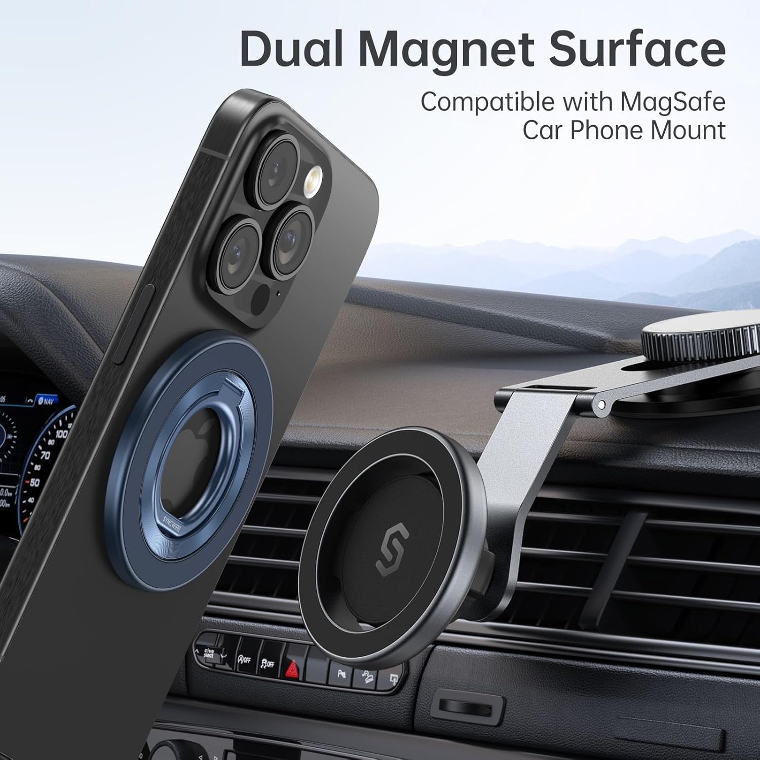 Syncwire Magnetic Phone Ring Holder for MagSafe, Magnetic Cell Phone Grip Ring Stand Finger Kickstand with Two-Sided Magnets Compatible with iPhone 16 15 14 13 12 Pro Max