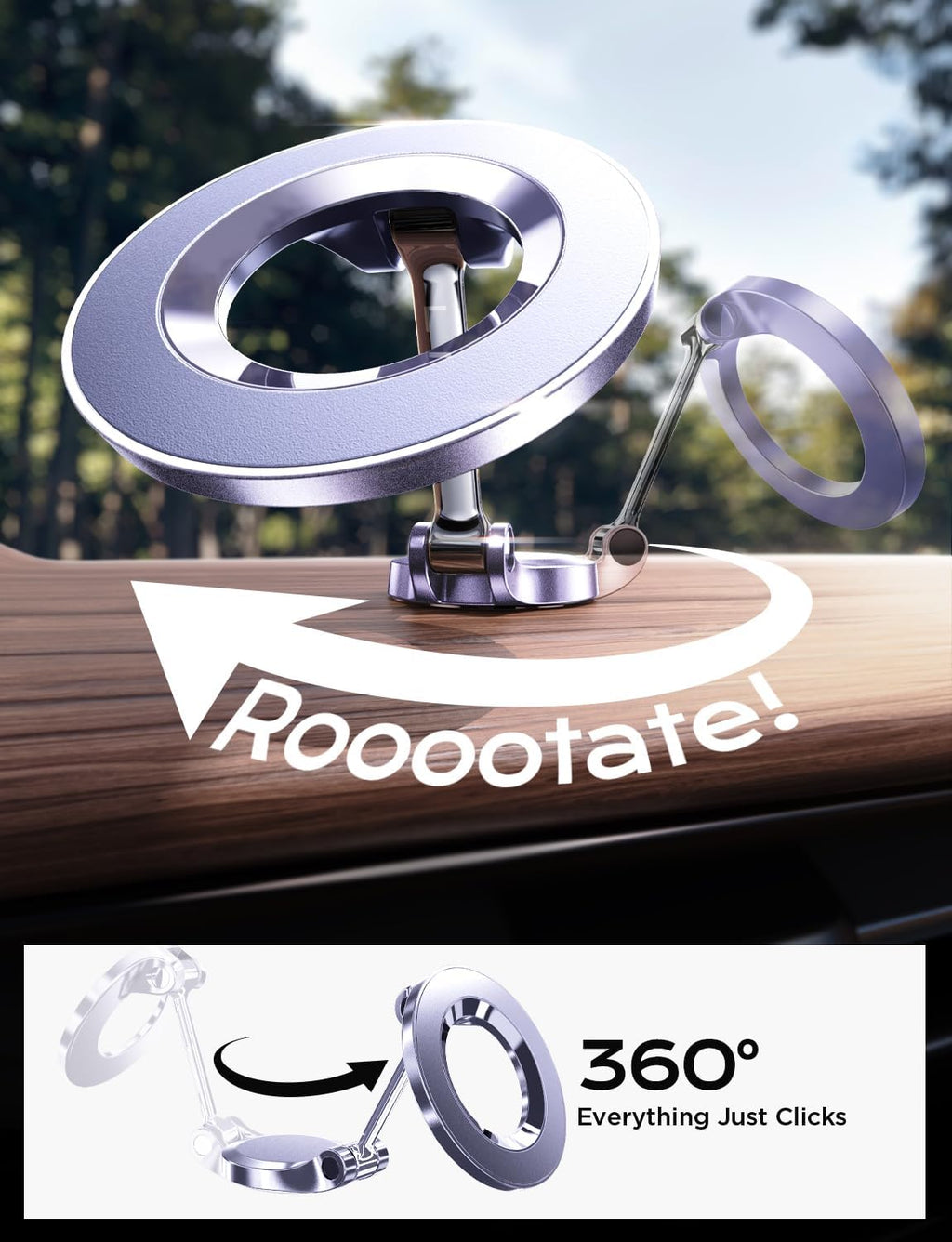 LISEN for Magsafe Car Mount, Ultra Magnetic Dashboard Phone Holder, Car Accessories for iPhone 16 Pro Max,Gifts for Men Women Him Her, Fit for iPhone16 Pro/Pro Max 15 14 13 12, Cold Brew Purple